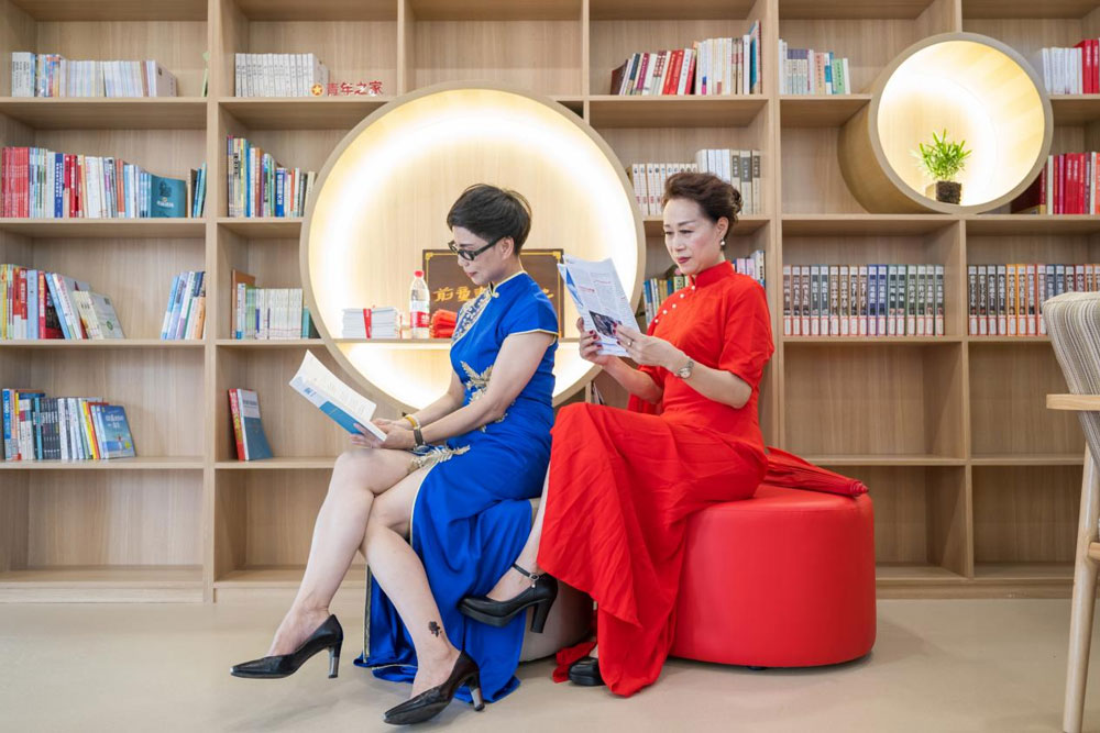 柘湖楊村文化禮堂紅妝書屋。前童鎮供圖