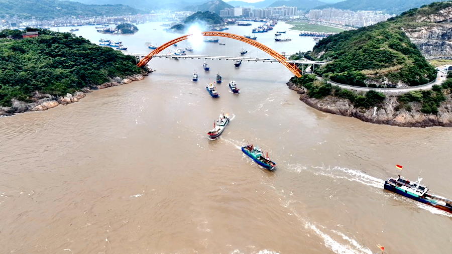 漁船揚帆競發。張文敏攝