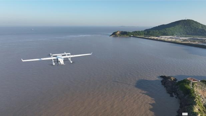 浙江舟山至上?？绾５涂蘸骄€飛行。浙江移動供圖