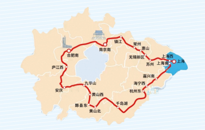 長三角超級環線路線圖。上海鐵路部門供圖